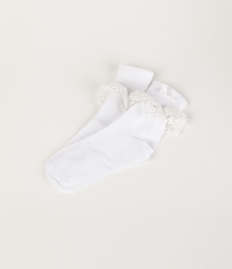 White Lace Trimmed Socks 